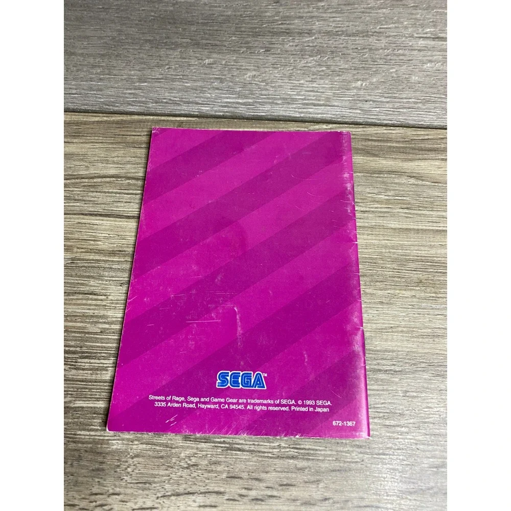 Sega Game‎ Gear Streets of Rage 2 Instruction Manual 1993 Original Booklet